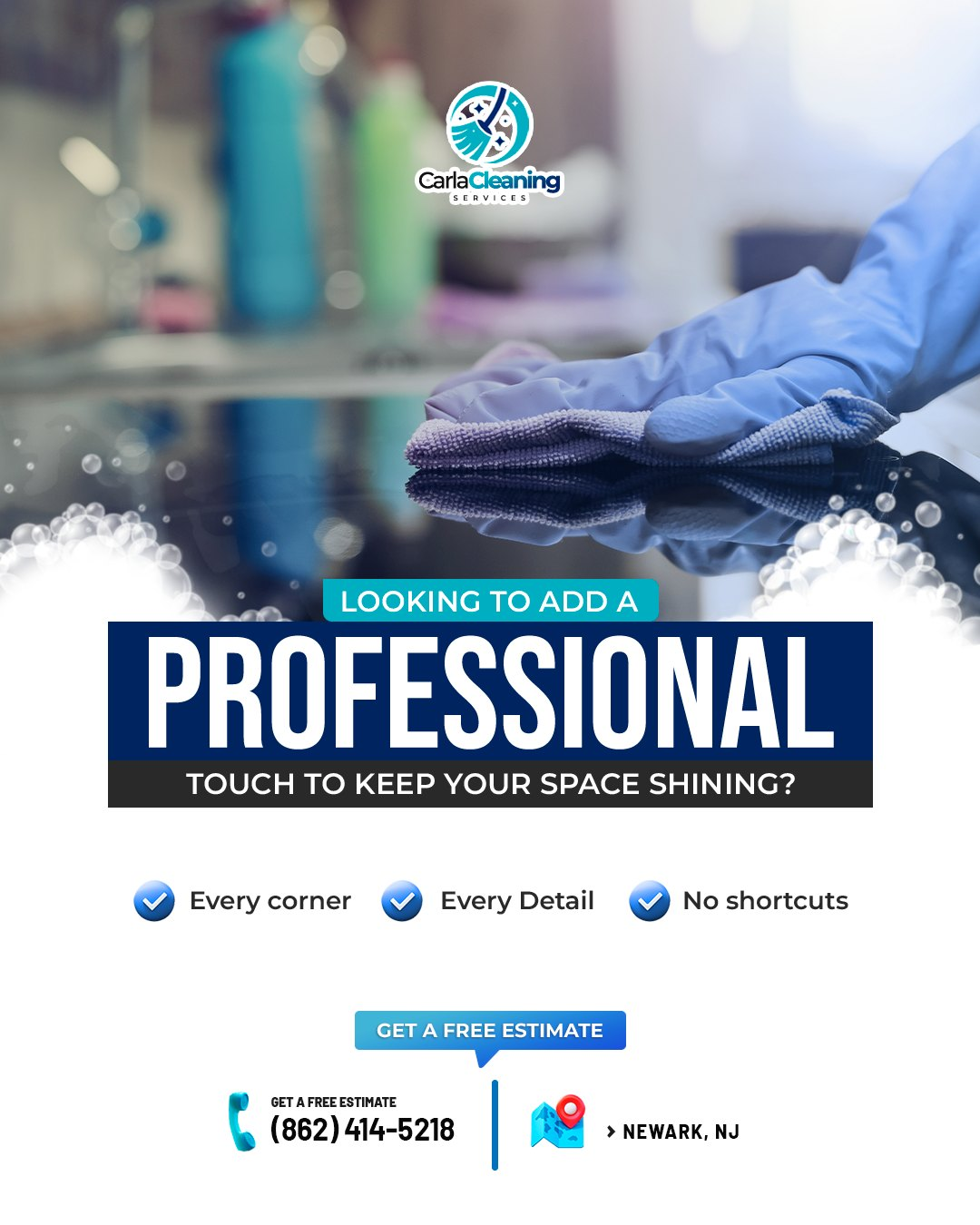 Professional cleaning — every corner, every detail